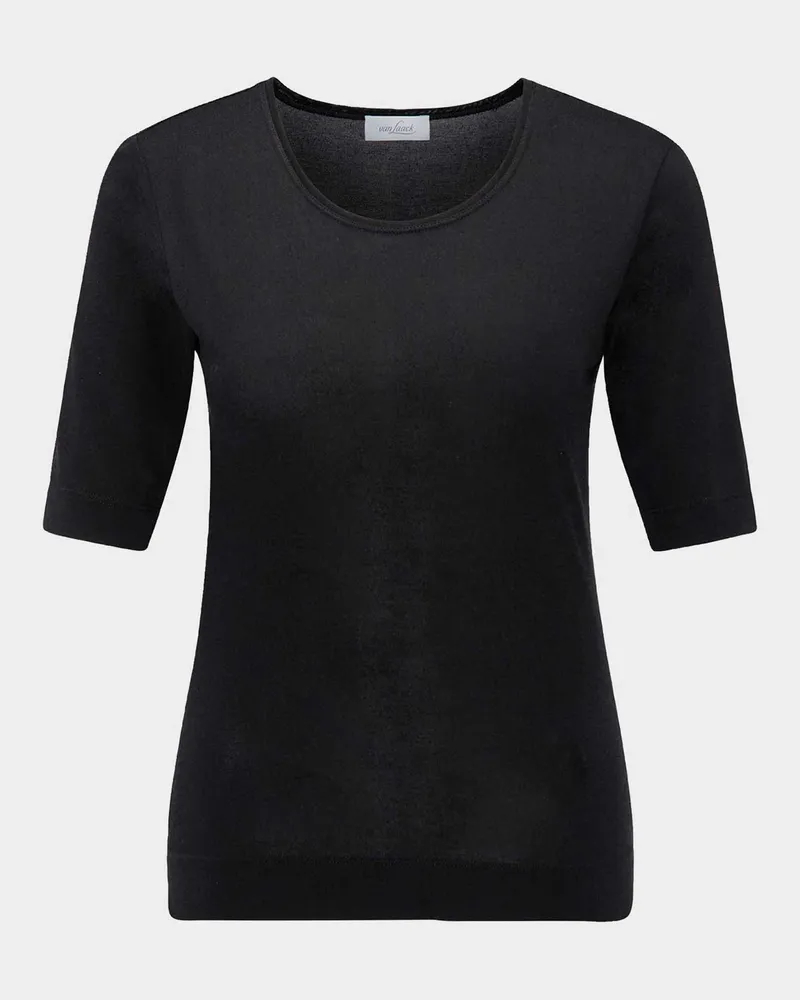 van Laack Rundhalsshirt mit Seide Schwarz