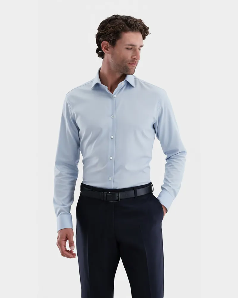 van Laack Jerseyhemd aus Schweizer Baumwolle Tailor Fit Blau