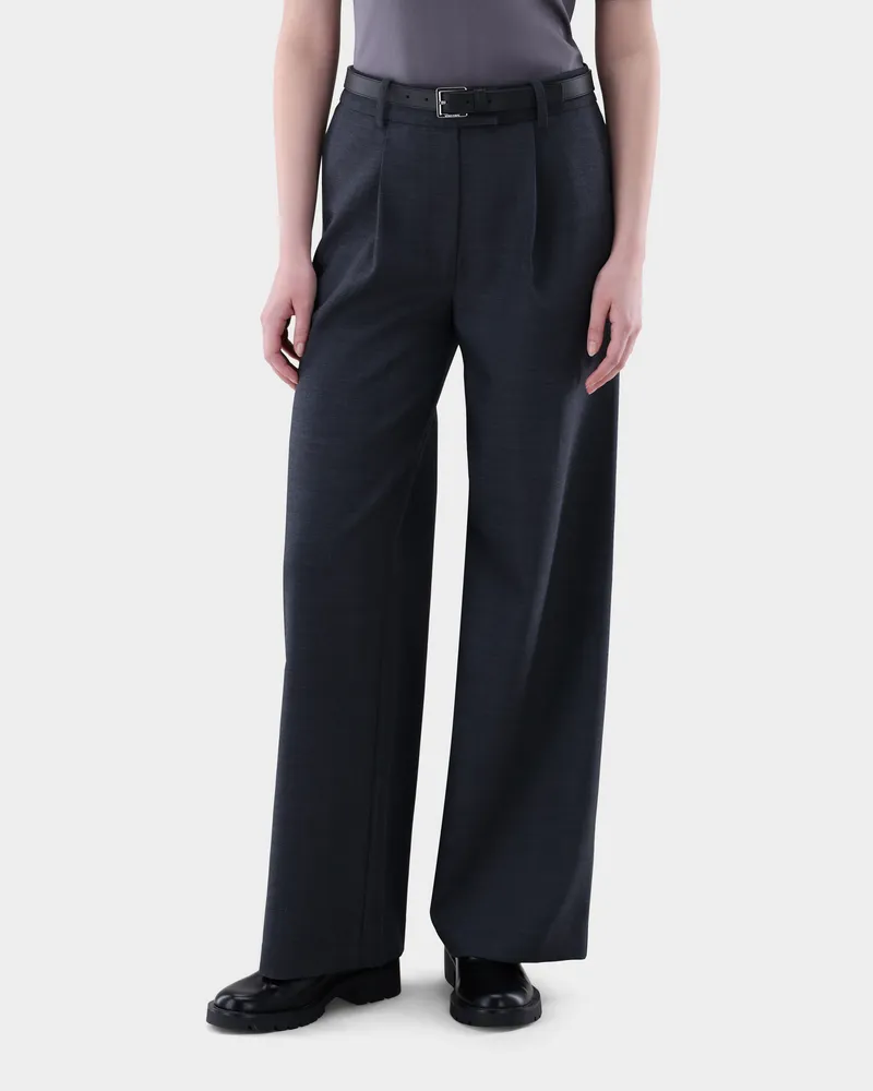 van Laack Hose mit weitem Bein und Stretch Grau
