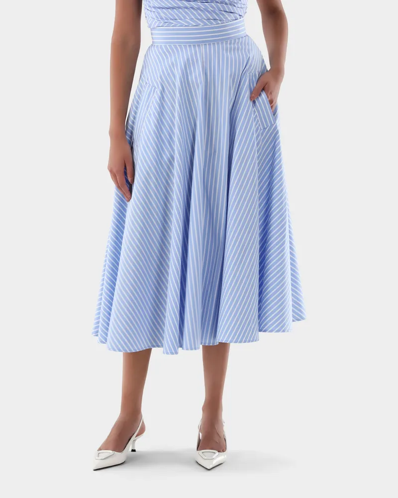 van Laack Midi-Rock mit Streifendruck Blau