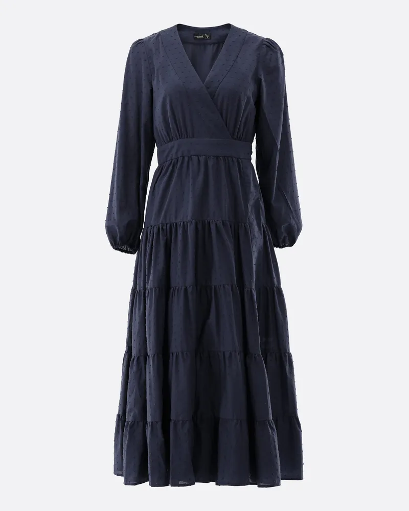 van Laack Midi-Wickelkleid mit Puffärmeln Blau