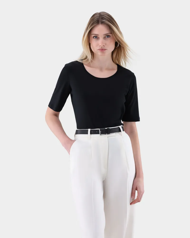 van Laack T-Shirt aus Schweizer Baumwolljersey Schwarz