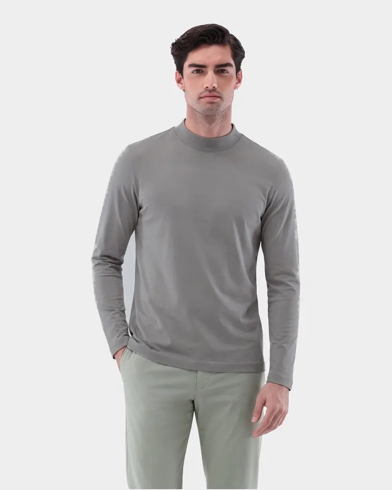 van Laack Stehkragenshirt aus Swiss Cotton Grau