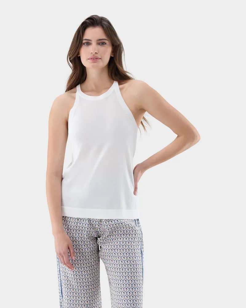 van Laack Strick Top mit Baumwolle und Viskose Cremefarben