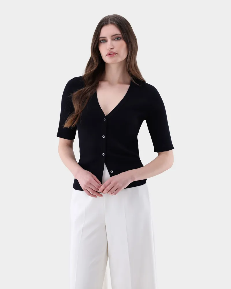 van Laack Cardigan aus Rippstrick Blau