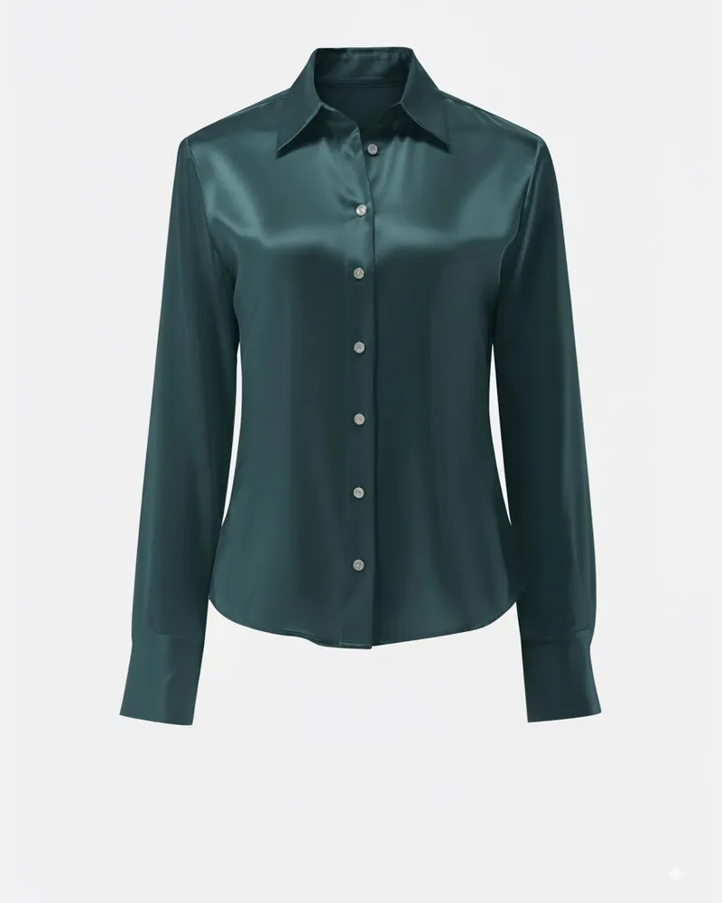 van Laack Hemdbluse tailliert aus Seidensatin-Stretch Grün