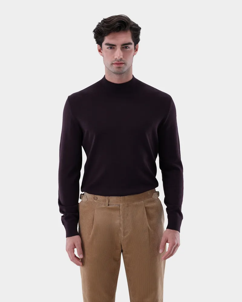 van Laack Stehkragenpullover aus Merzerisierter Merinowolle Rot