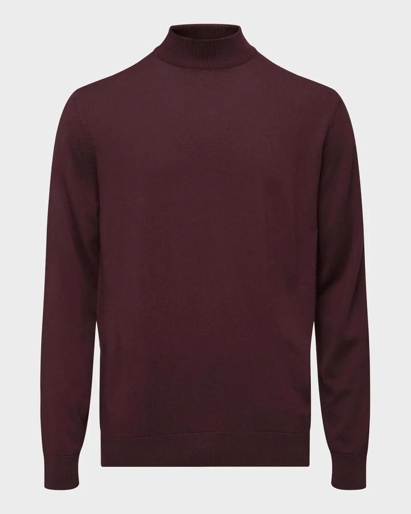 van Laack Stehkragenpullover aus Merzerisierter Merinowolle Rot