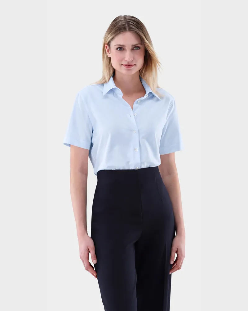 van Laack Bluse mit 4-Wege Stretch gestreift Blau