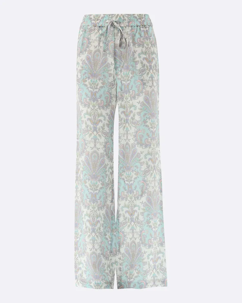 van Laack Palazzo-Hose aus Seide mit Paisley-Druck Cremefarben