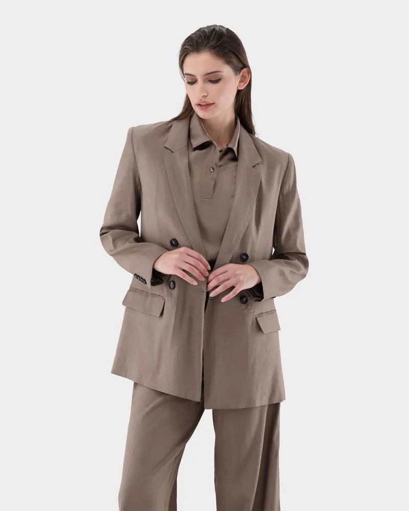 van Laack Blazer doppelreihig mit Leinen Beige