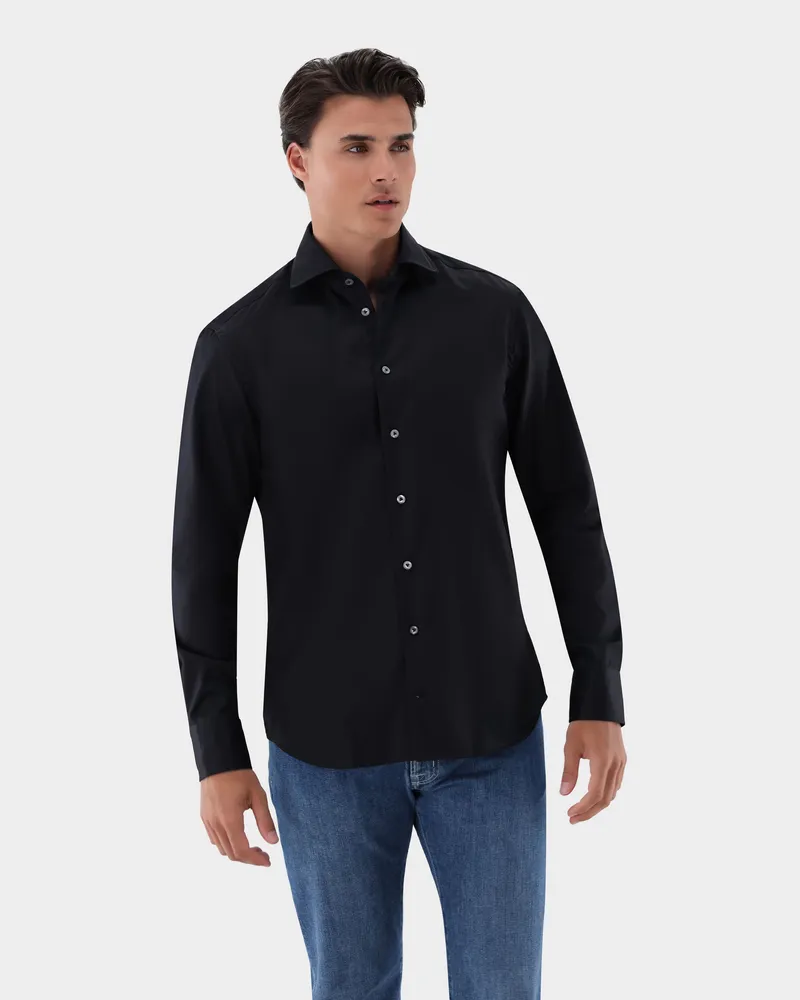 van Laack Bügelfreies Twill Hemd Tailor Fit Schwarz