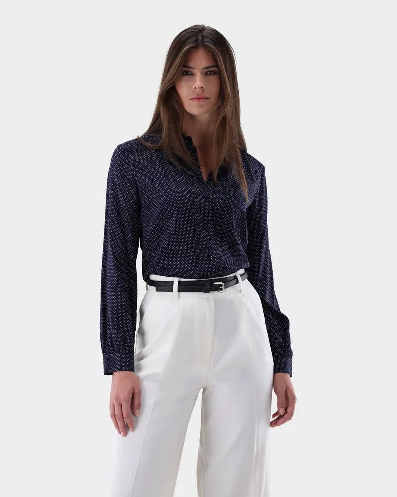 van Laack Hemdbluse mit Raffungen und Falten Blau