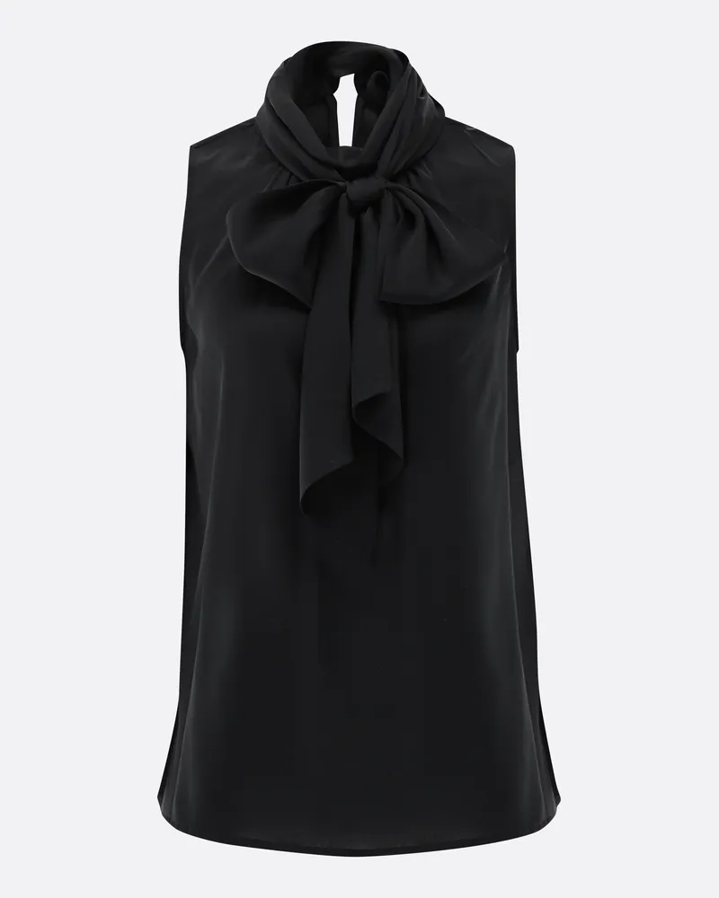 van Laack Ärmellose Seidenbluse mit Schluppe Schwarz