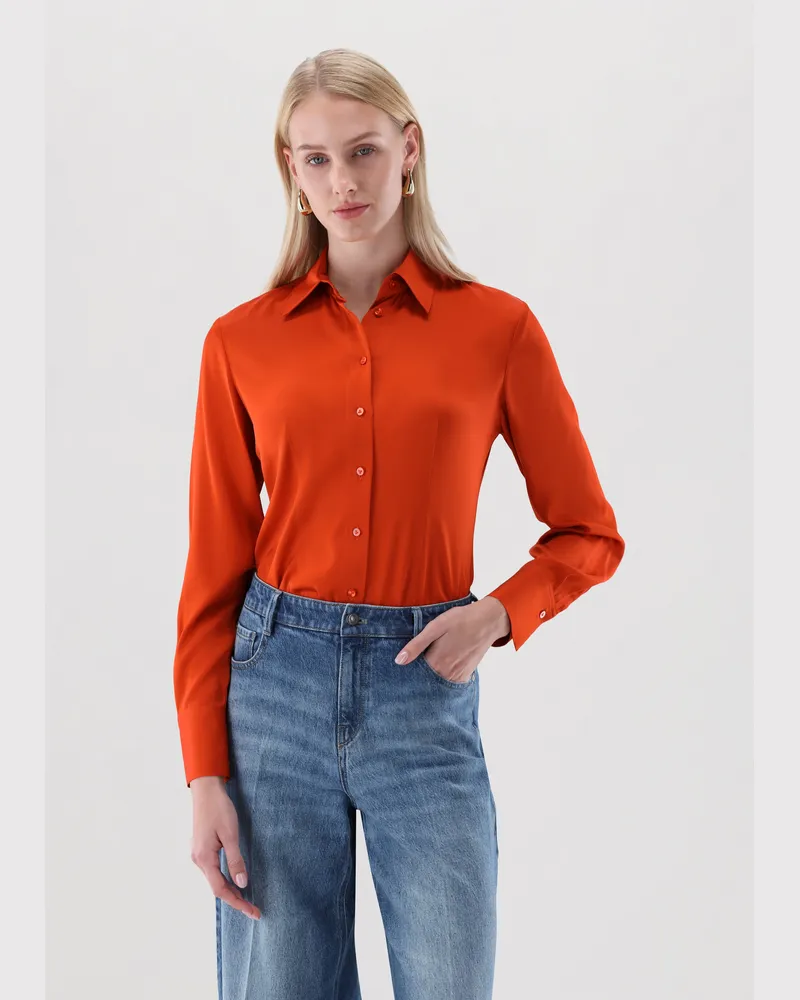 van Laack Hemdbluse aus Seide mit Stretch Orange