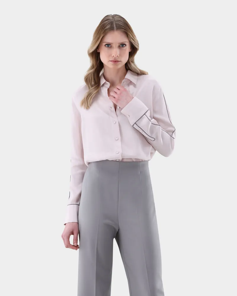 van Laack Hemdbluse aus Lyocell mit Kontrast-Paspel Rot
