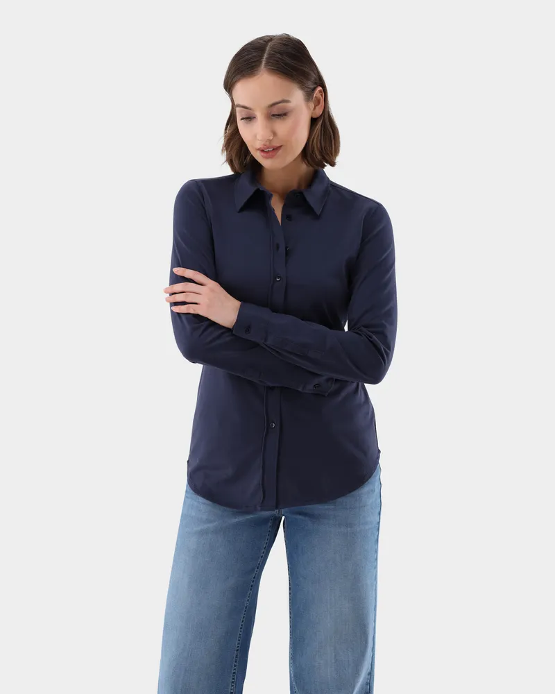 van Laack Jersey Hemdbluse Blau