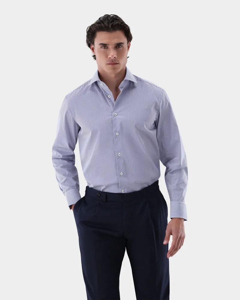 van Laack Bügelfreies Twill Hemd Tailor Fit Blau