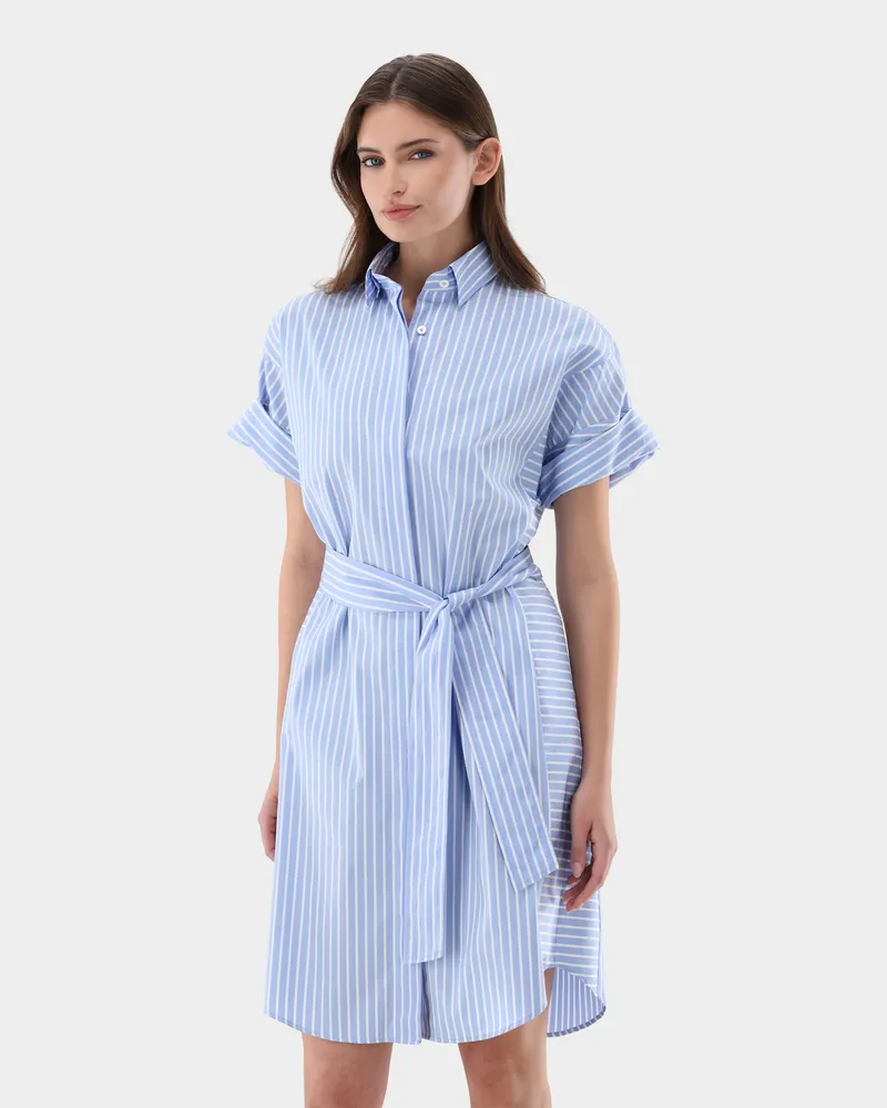 van Laack Hemdblusenkleid mit Bindegürtel Blau