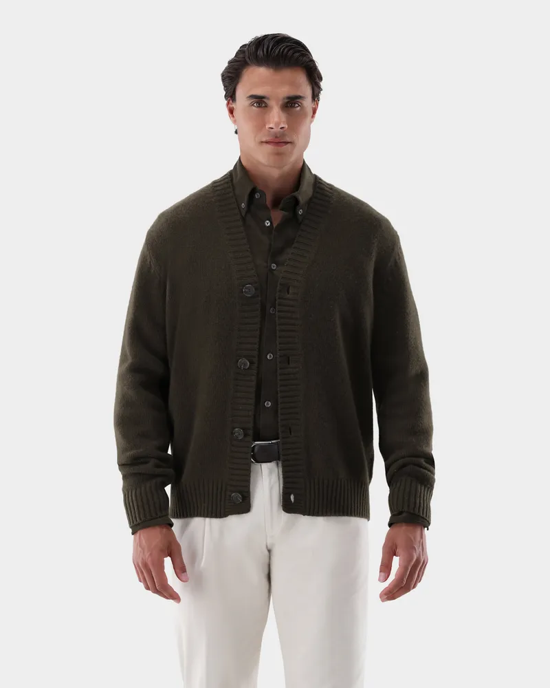 van Laack Cardigan aus Lamwolle Grün