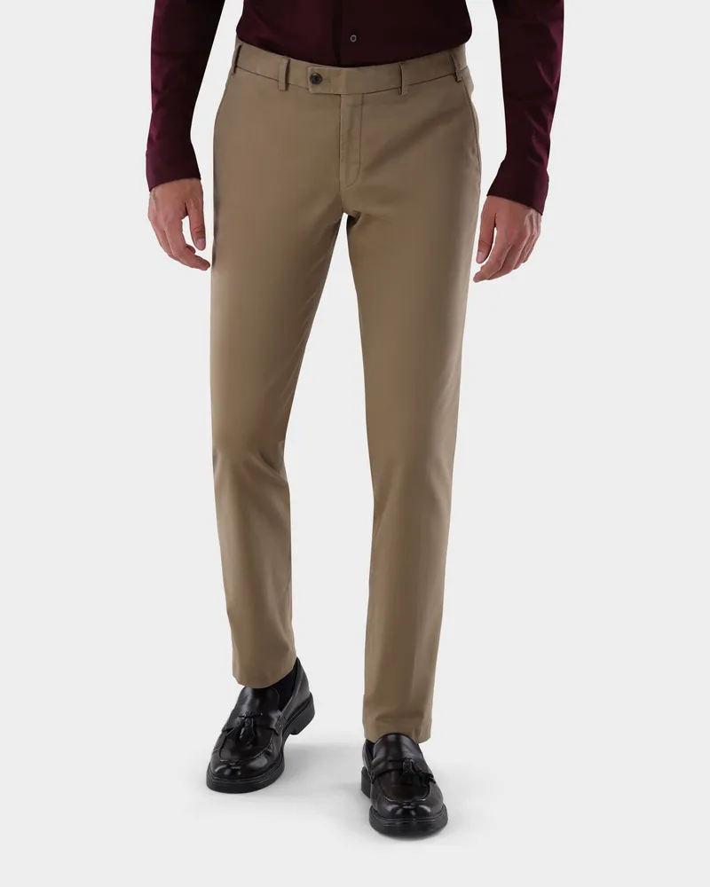 van Laack Chino mit Stretch Slim Fit Beige
