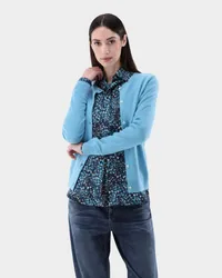 van Laack Kaschmir Strickjacke mit Rundhalsausschnitt Blau