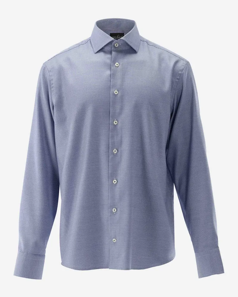 van Laack Twill Hemd mit Struktur Tailor Fit Blau