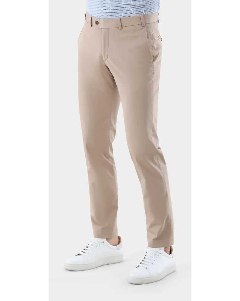 van Laack Schmal geschnittene Chino aus Baumwolle mit Stretch Beige