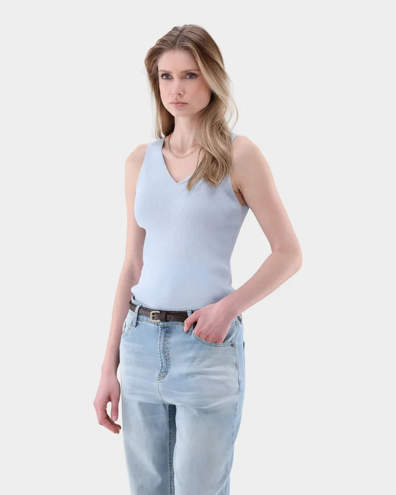 van Laack Tanktop aus Rippstrick Blau