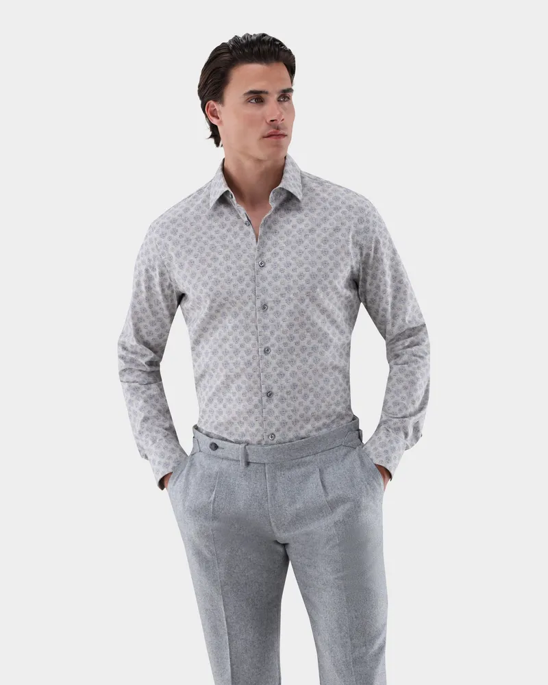van Laack Hemd mit geometrischem Druck Slim Fit Grau