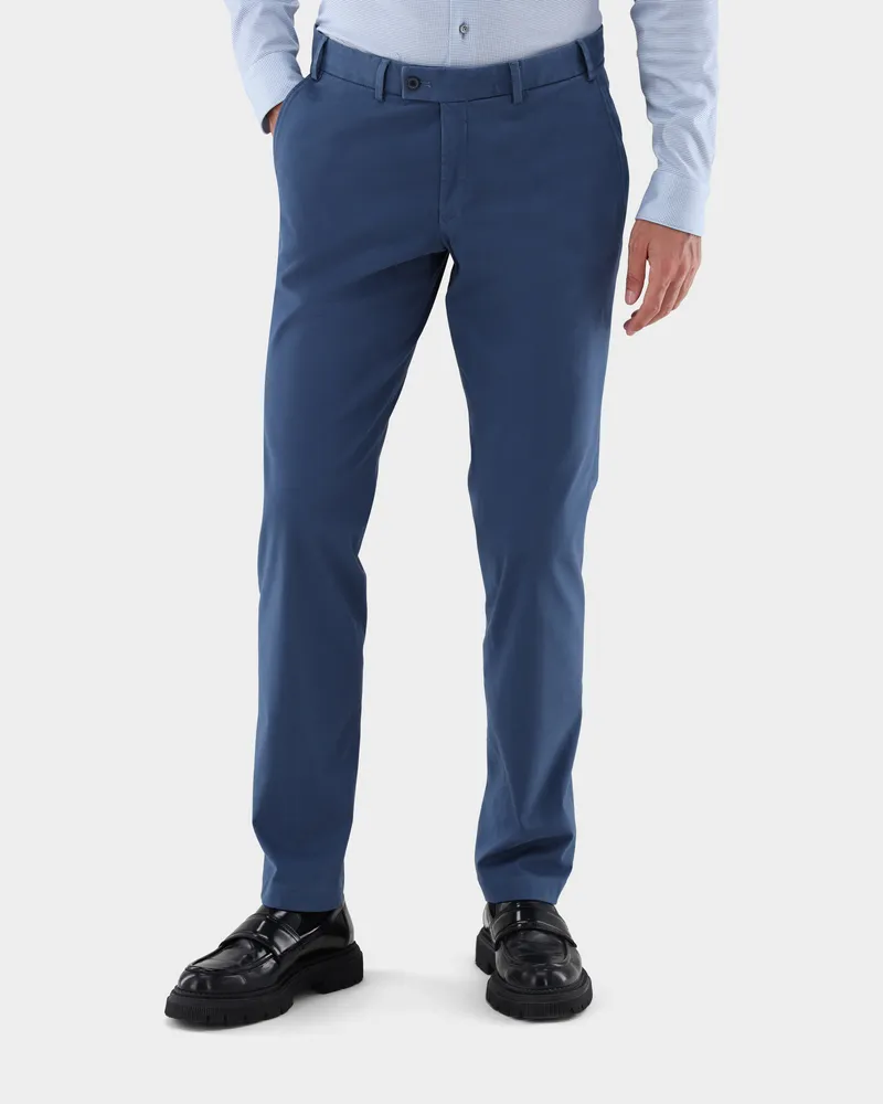van Laack Schmale Chino aus Baumwolle mit Stretch Blau