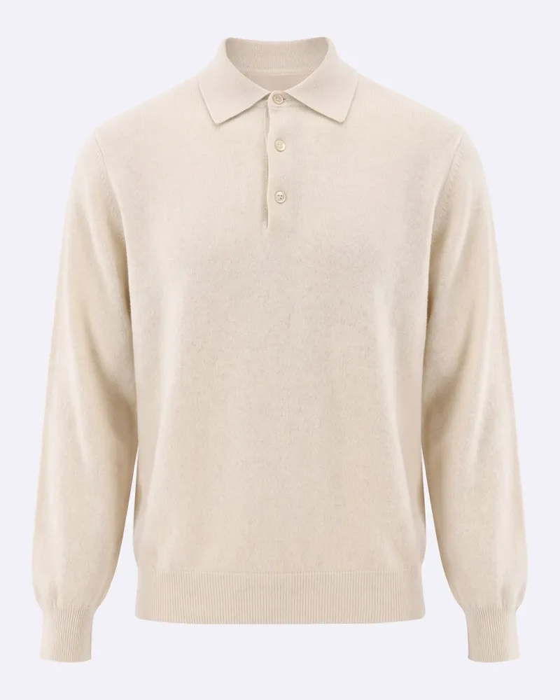 van Laack Strick-Poloshirt aus Kaschmir Cremefarben