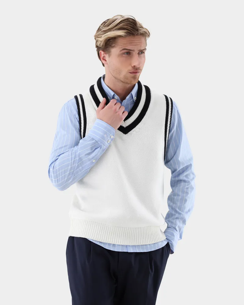 van Laack Retro Pullunder aus Baumwolle Bleichen: