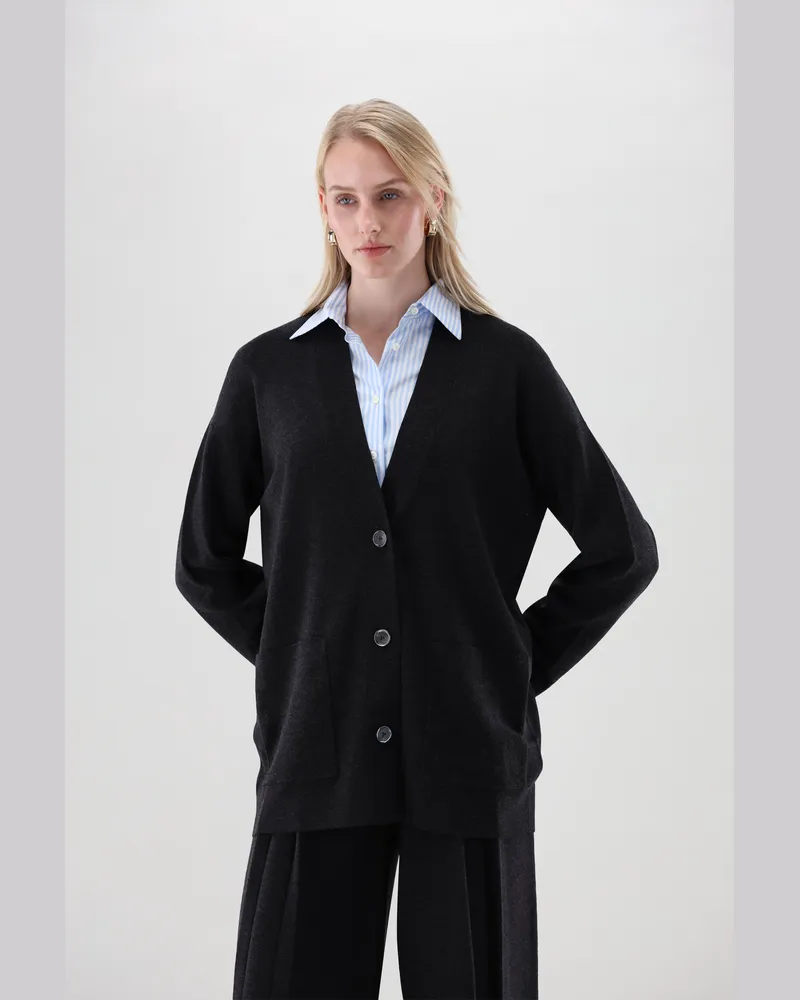 van Laack Oversized Strickjacke mit Merino und Viskose Beige