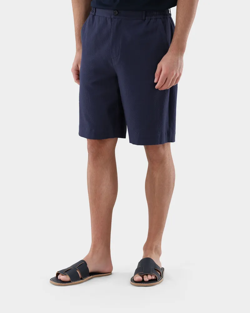 van Laack Shorts aus Seersucker Blau