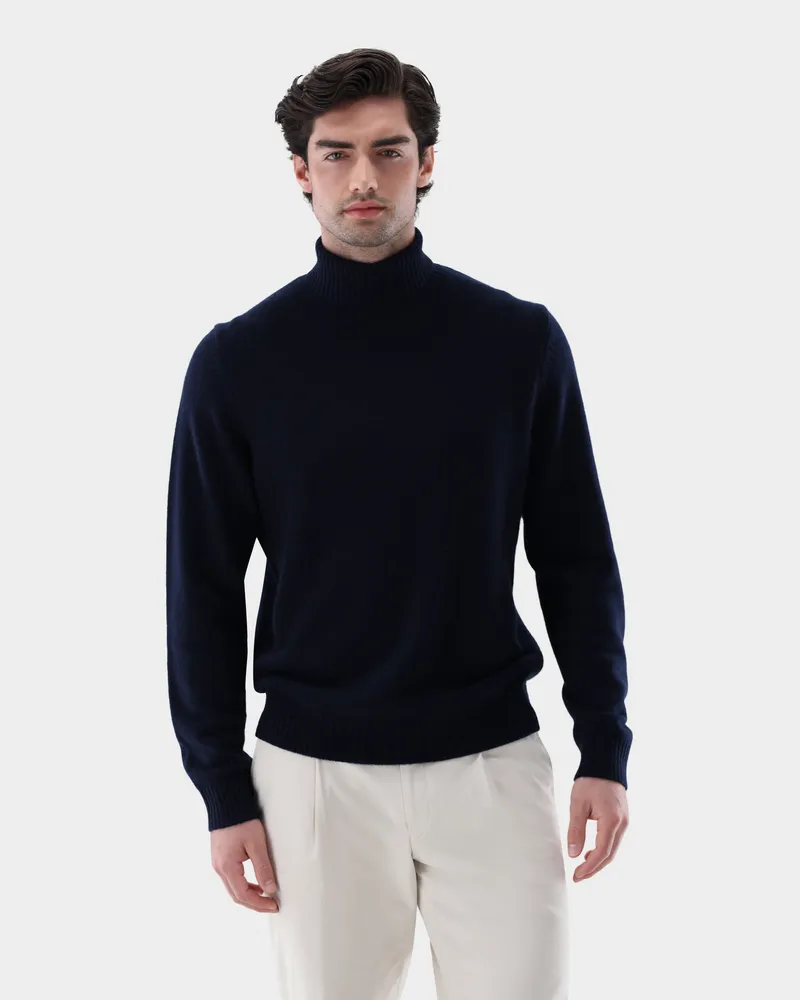 van Laack Rollkragenpullover aus Kaschmir Blau