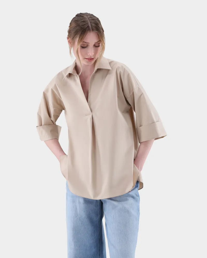 van Laack Locker geschnittene Schlupfbluse Beige