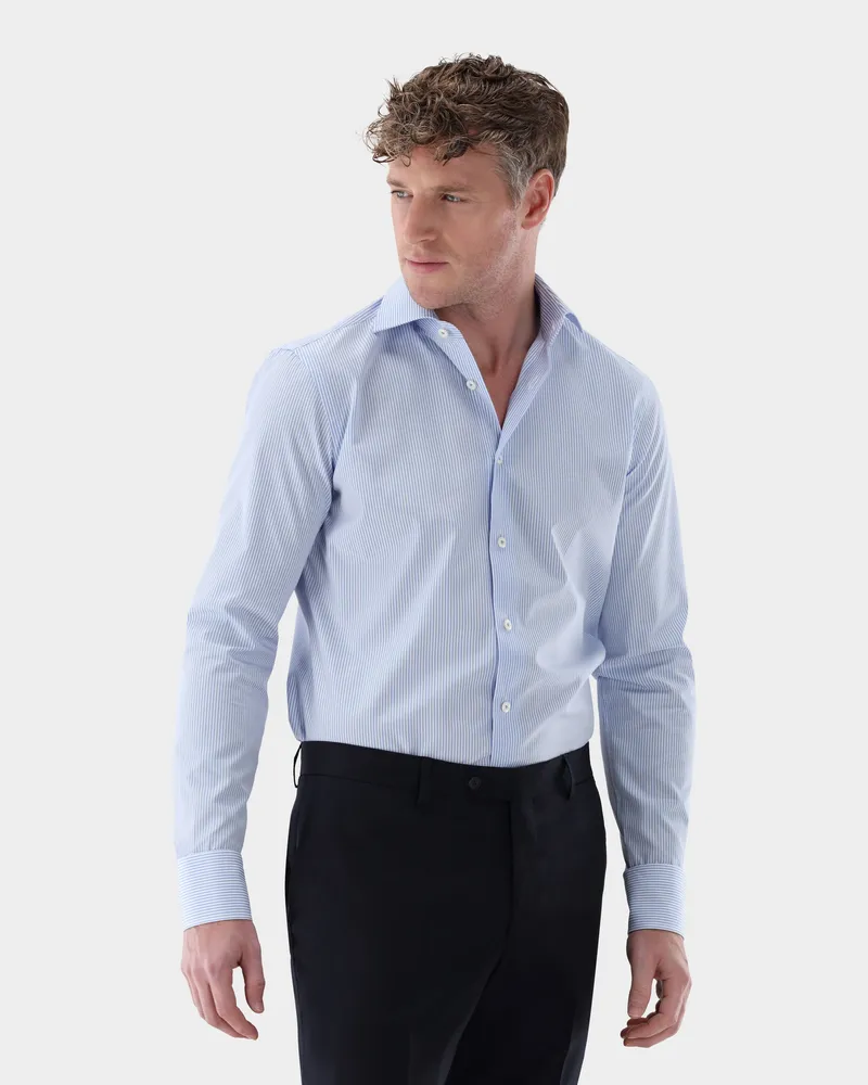 van Laack Bügelfreies Popeline Hemd Slim Fit Blau