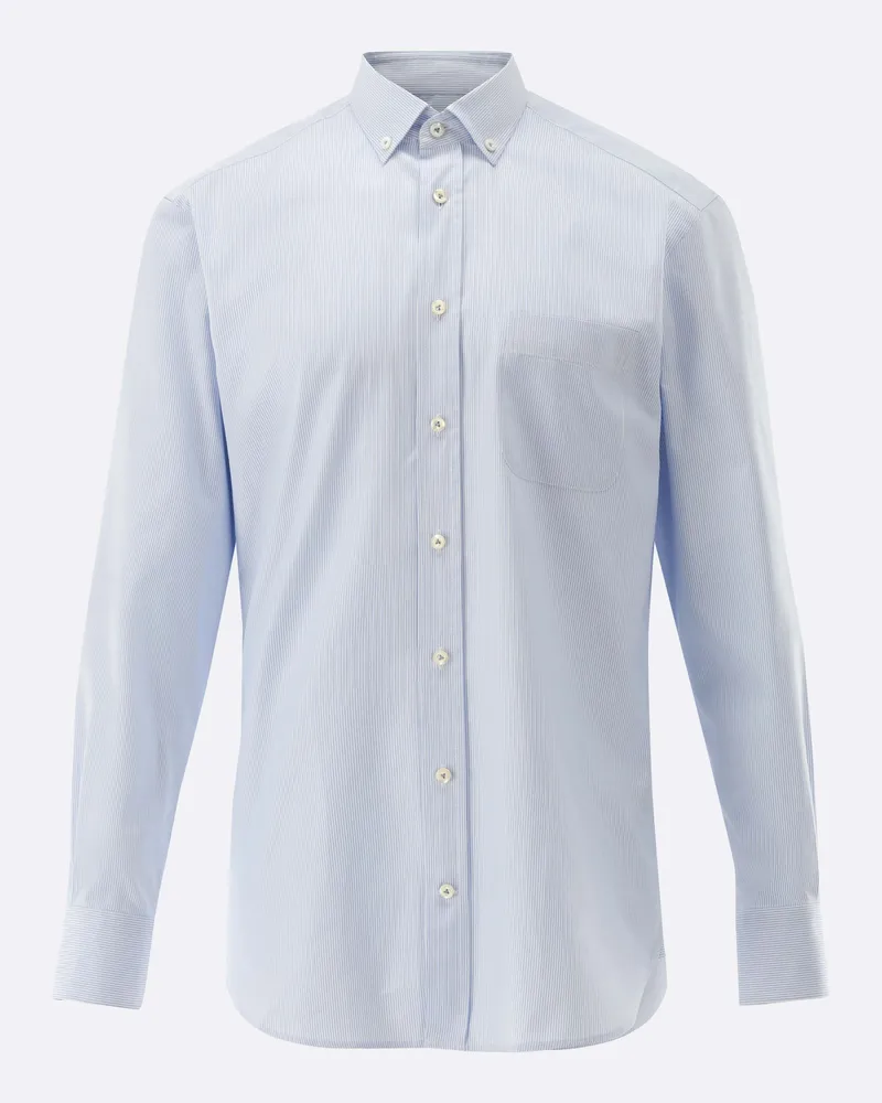 van Laack Dobby Hemd mit Button Down Kragen Comfort Fit Blau