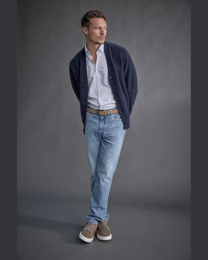 van Laack Cardigan aus Lamwolle Blau