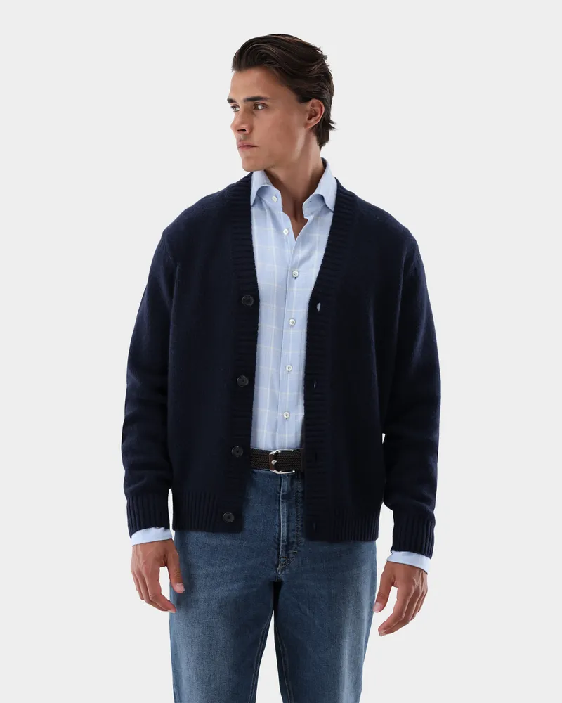van Laack Cardigan aus Lamwolle Blau