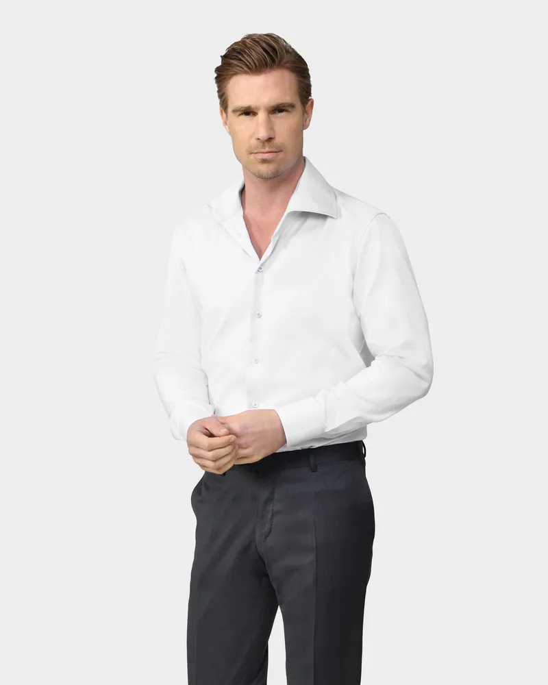 van Laack Twill Hemd mit Fischgrat Tailor Fit Weiß