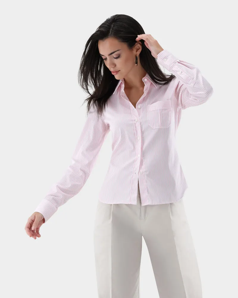 van Laack Hemdbluse tailliert mit Brusttasche Rot