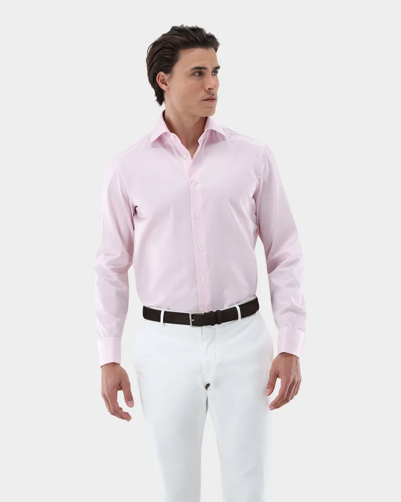 van Laack Hemd gestreift und bügelfrei mit Doppelmanschette Rot