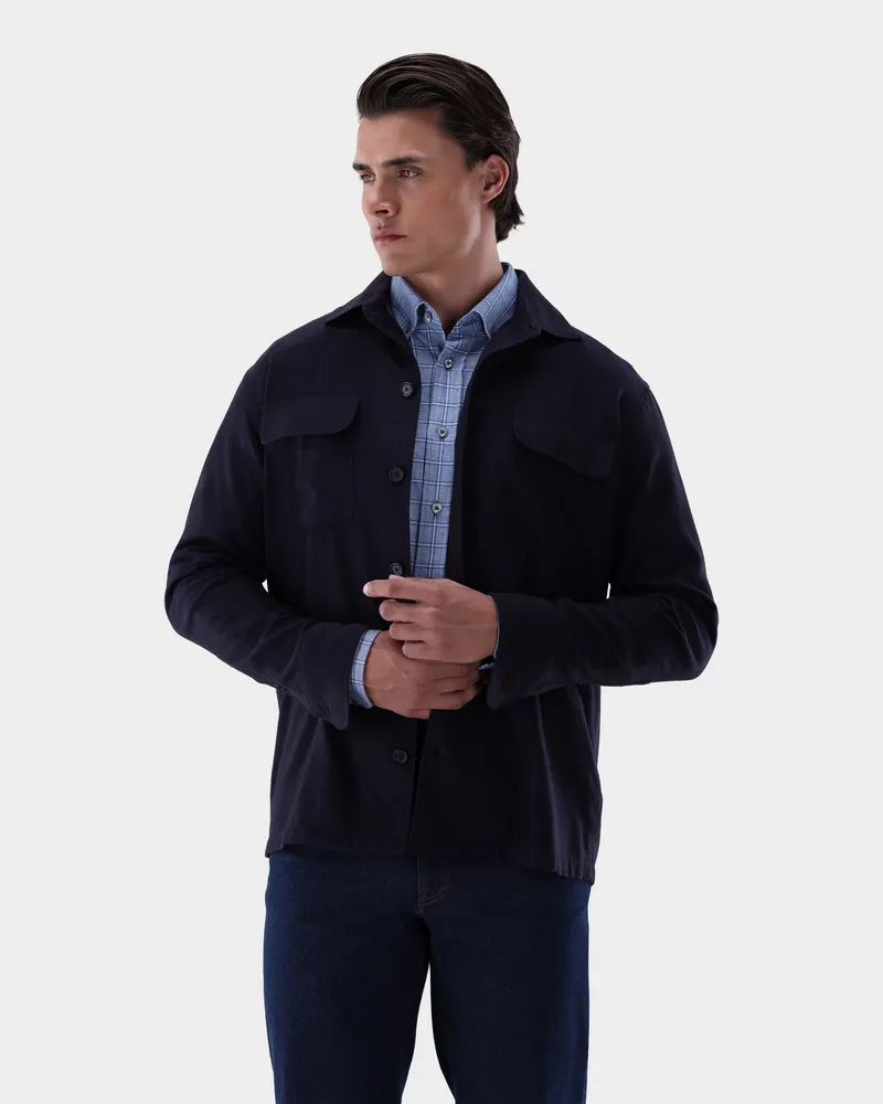 van Laack Hemdjacke unifarben mit Brusttaschen Blau