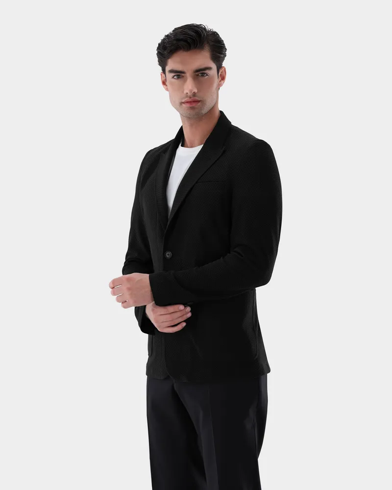 van Laack Sakko aus Funktionsmesh Schwarz