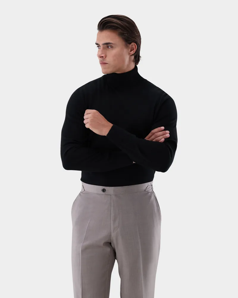 van Laack Rollkragenpullover aus Merzerisierter Merinowolle Schwarz