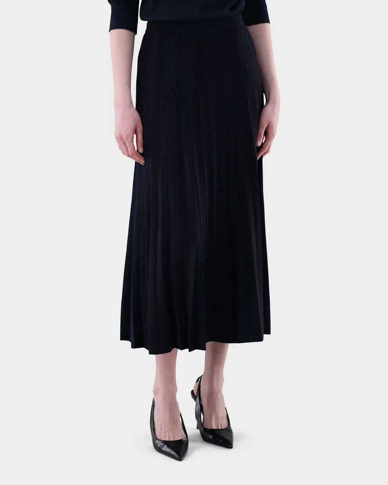 van Laack Plissé-Rock mit zweifarbigem Effekt Blau