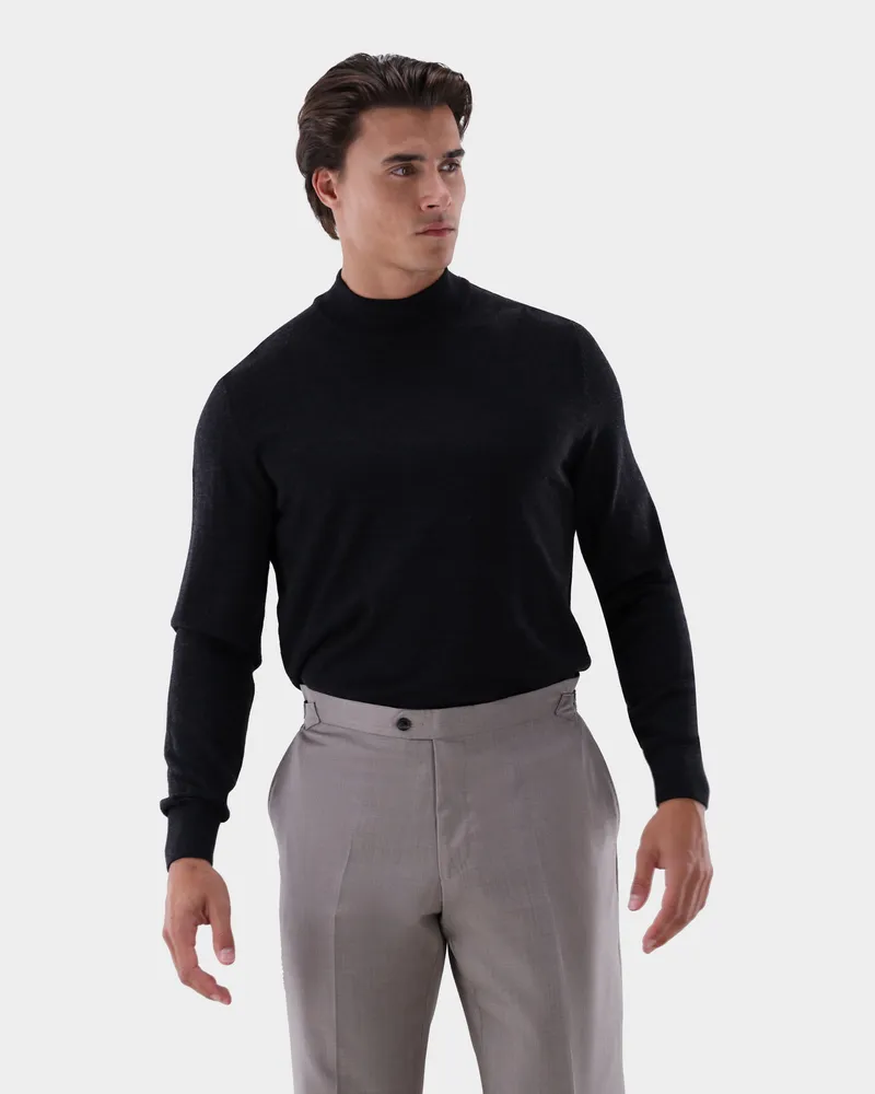 van Laack Stehkragenpullover aus Merzerisierter Merinowolle Grau