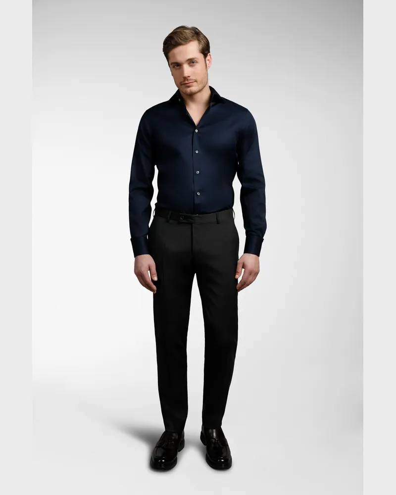 van Laack Bügelfreies Twill Hemd Slim Fit Blau